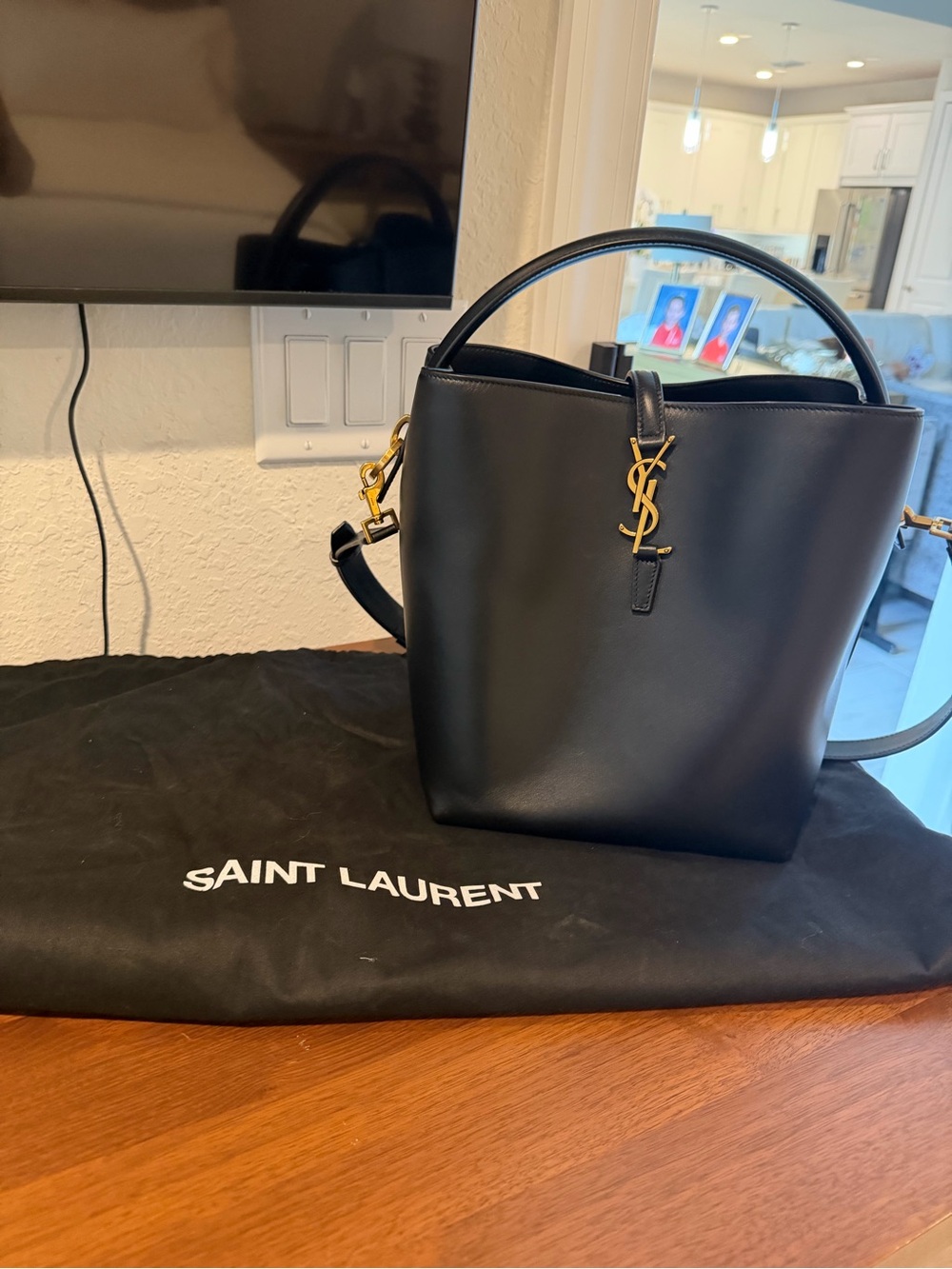Saint Laurent Black Leather Top-Handle Tote with Gold YSL Hardware - Picture 2 of 13